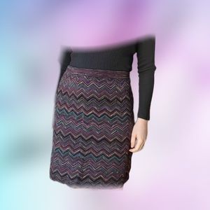 Tesori Wool Zig-Zag Pencil Skirt, Medium